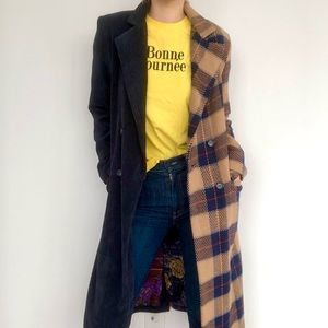 Double Breast Plaid Long Jacket/Overcoat